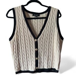 On Twelfth Cable Knit Vest with Black Trim